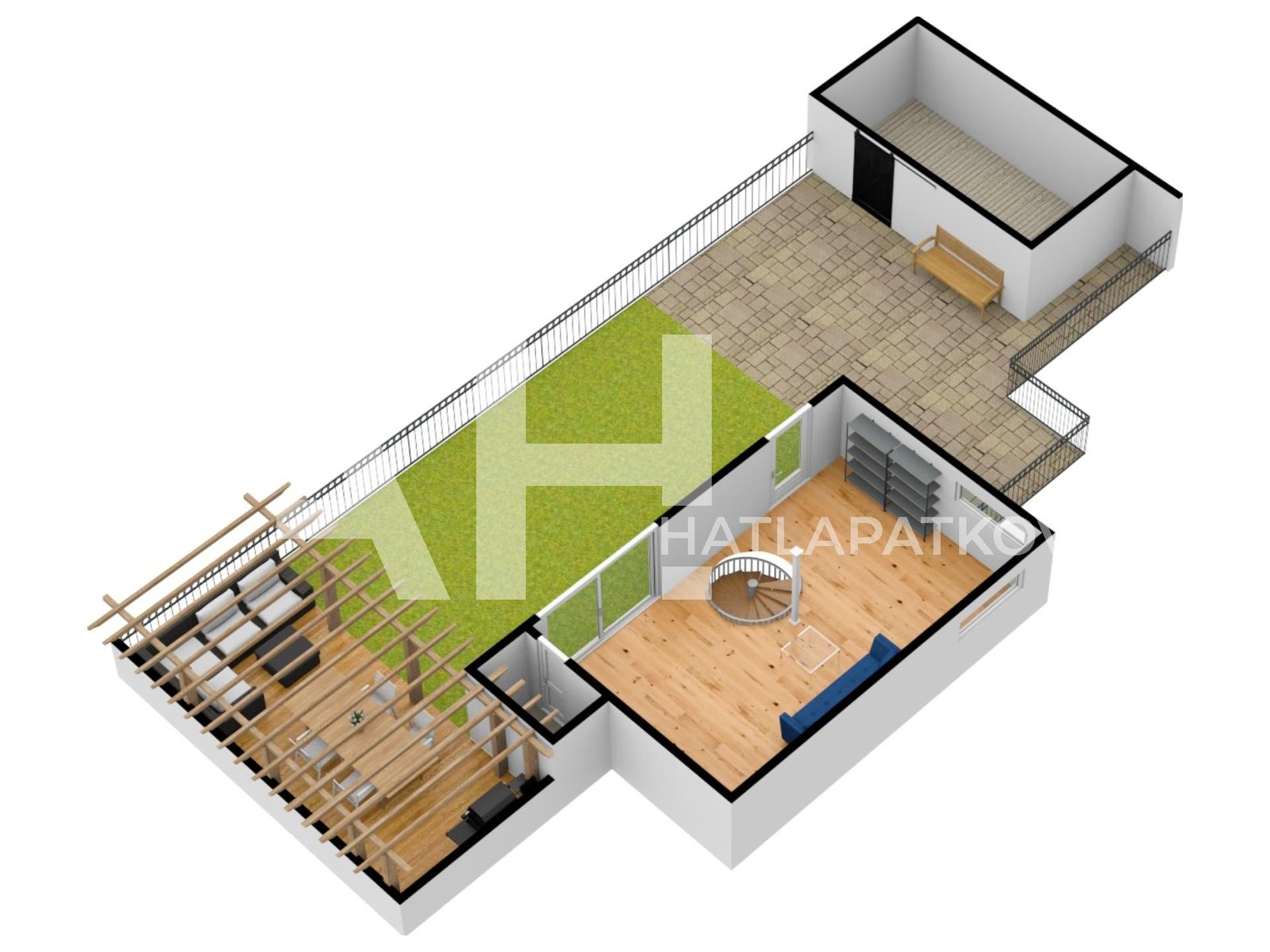 3D půdorys Křenová 2.patro