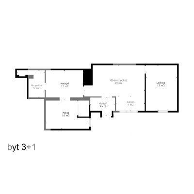 půdorys byt 3+1